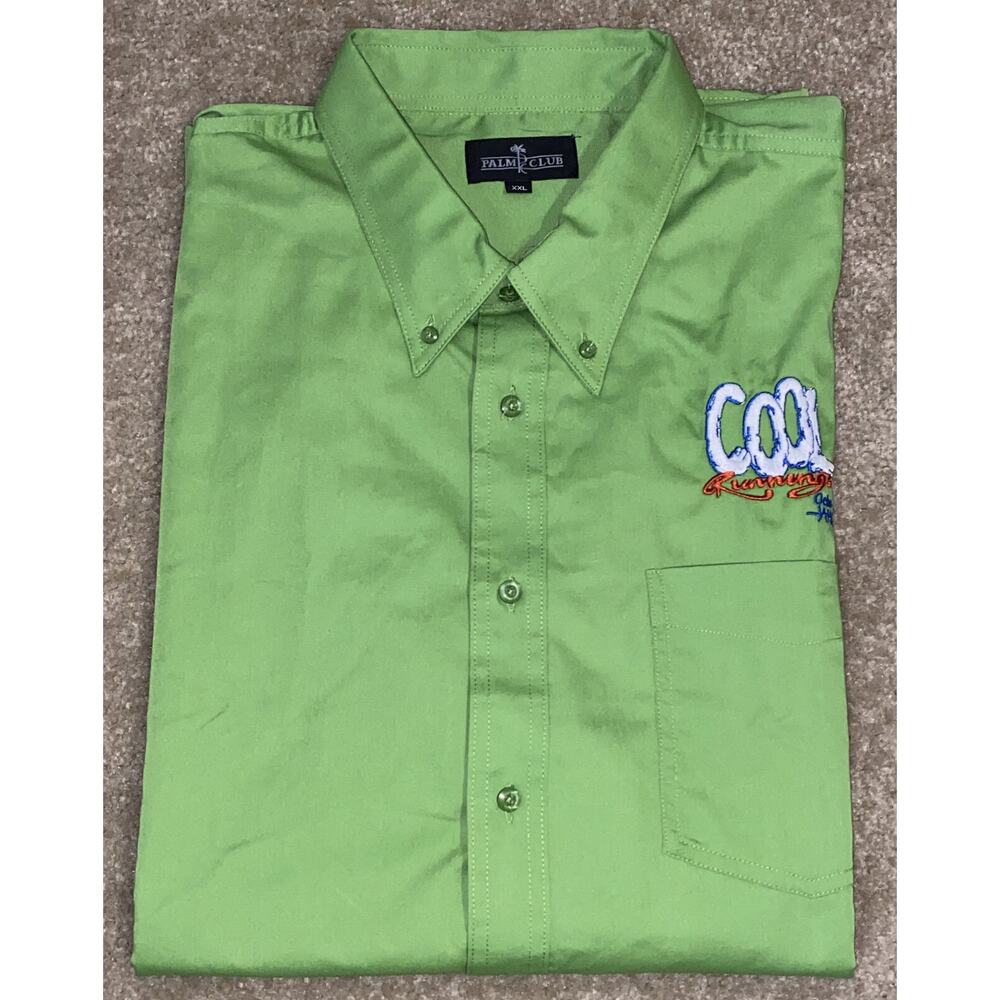 Palm‎ Club Men's XXL Cool Runnings Ocho Rios Jamaica Button Up Shirt Green NEW